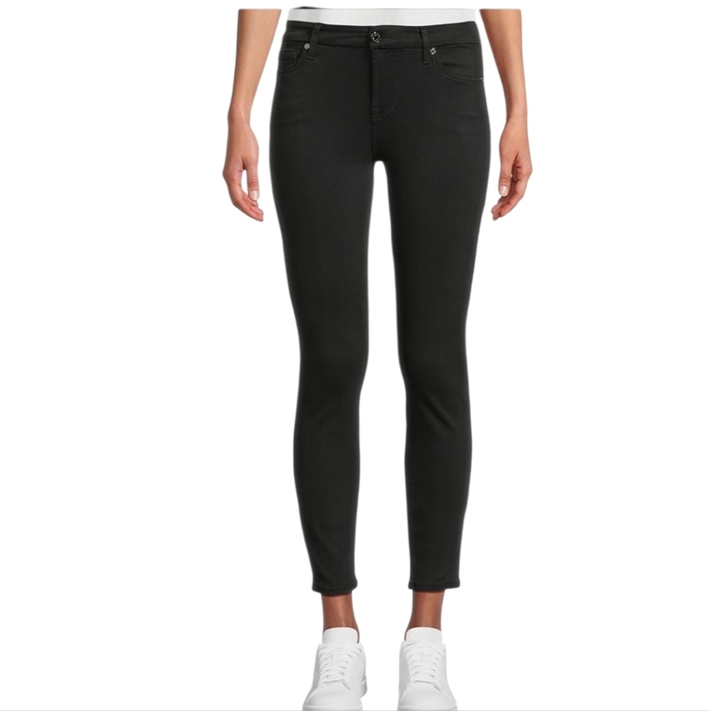 7 For All Mankind Gwenevere Ankle Crop Black Skinny Jeans Size 31